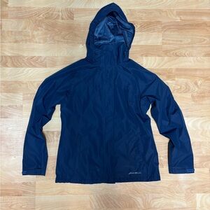 Eddie Bauer Navy Hooded Rain Jacket
